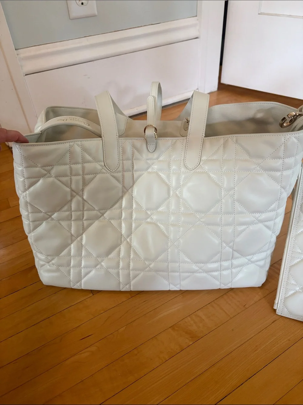 quilted tote dior white